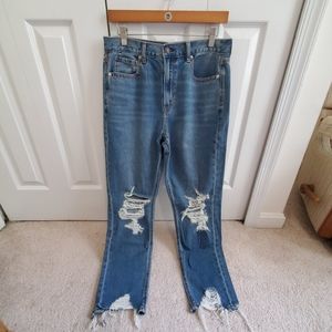American Eagle High Rise Distressed Mom Jean